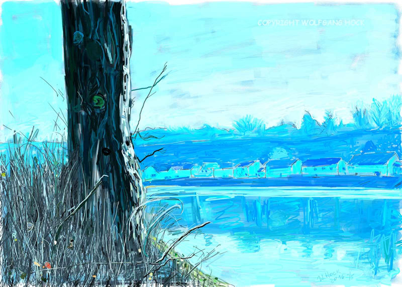 At the river - Am Fluss -  2016   Handmade digital painting on canvas 140 x 100 cm (192 megapixel)