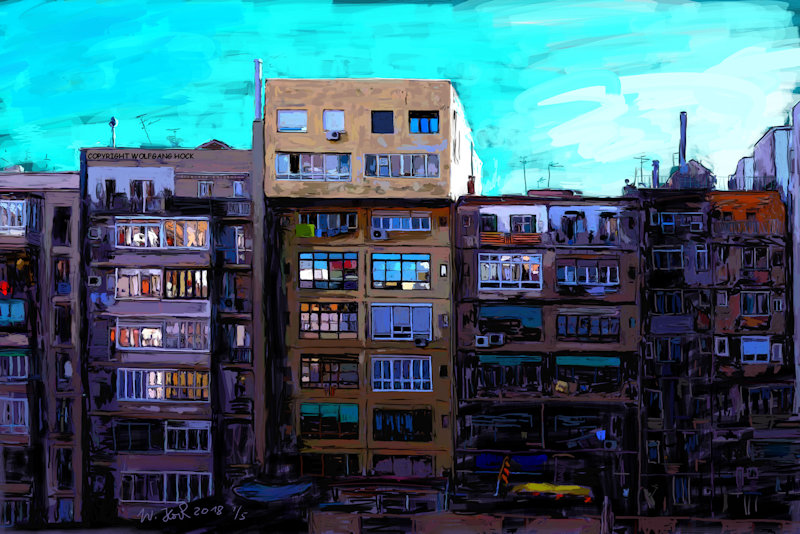 Barcelona II   2018   Handmade digital painting on canvas 180 x 120 cm (179 megapixel)