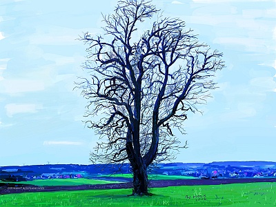 Der einsame Baum - The solitary tree - A árvore solitária  2026   Handmade digital painting on canvas 160 x 120 cm (201 megapixels)